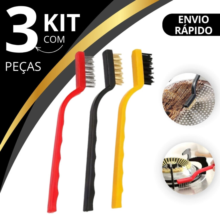 Kit 3 UN escova de aco para limpeza Multiuso forno