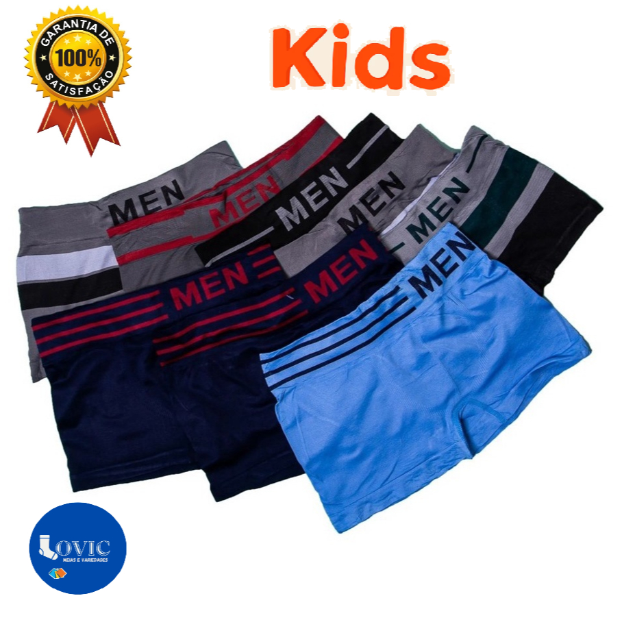 Kit Até 5 Cuecas Boxer Bebe Infantil Sem Costura Microfibra Menino ou Kit 3 Cuecas