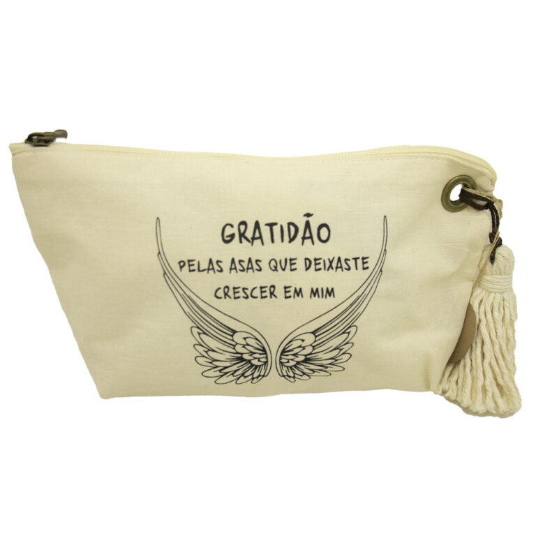 Necessaire Algodão Cru Gratidão Pelas Asas Porta