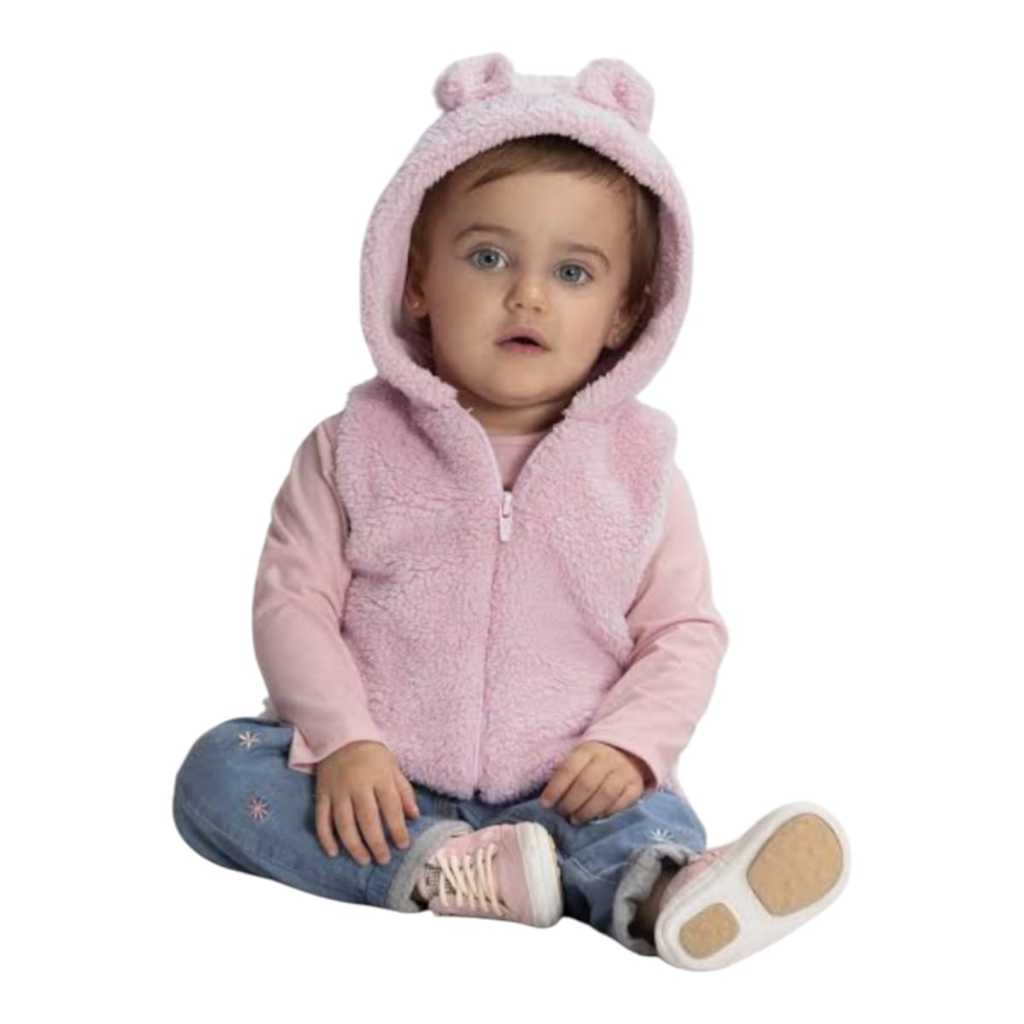 COLETE COM CAPUZ EM PELO MENINA ALAKAZOO 1-2-3
