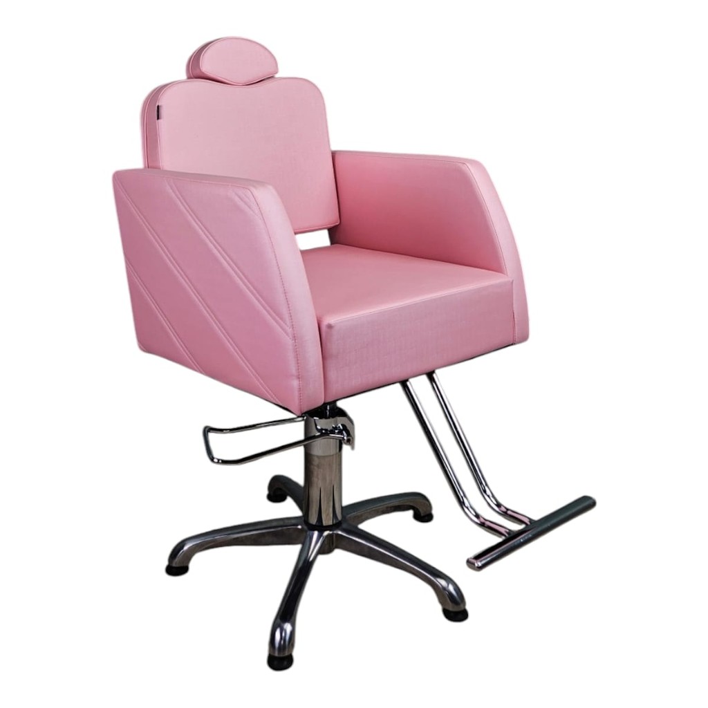 Cadeira Nexus Fixa Salão De Beleza Rosa BB Factor Acetinado