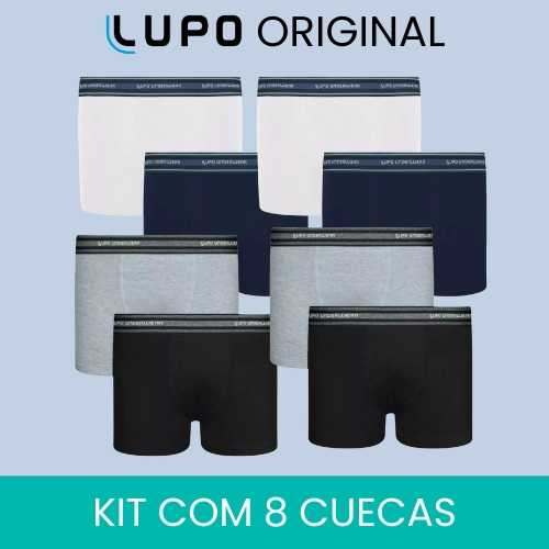 Kit 8 Cuecas Infantil Boxer Algodão Lupo Original
