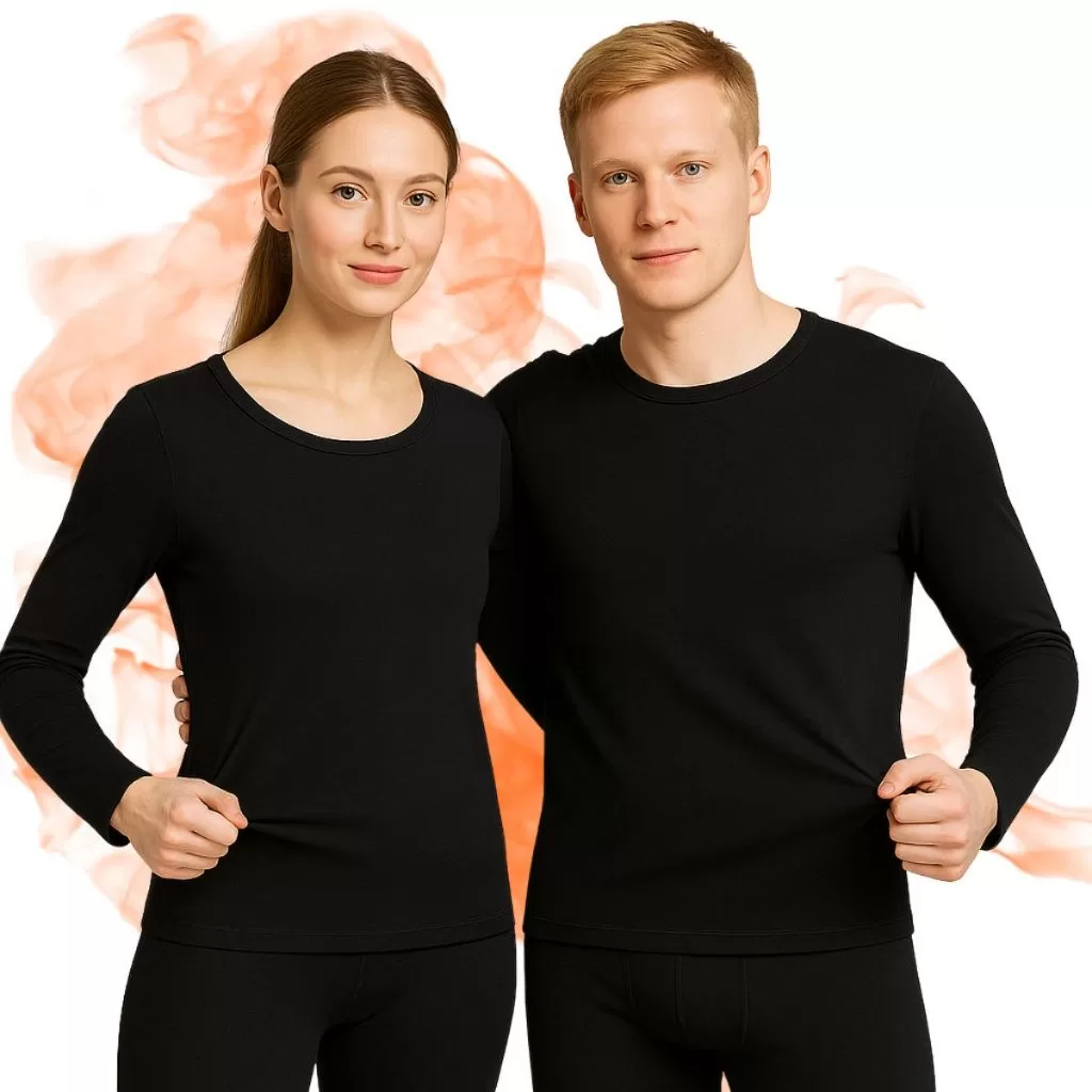 Conjunto Segunda Pele Térmico Flanelado Para Inverno Frio Masculino e Feminino Liso Preto