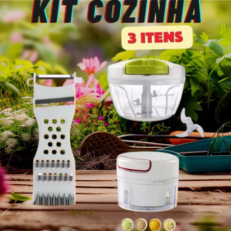 Kit Processador 500ml Mini Triturador 200ml e Ralador Cortador de Alimentos Facil Masuseio