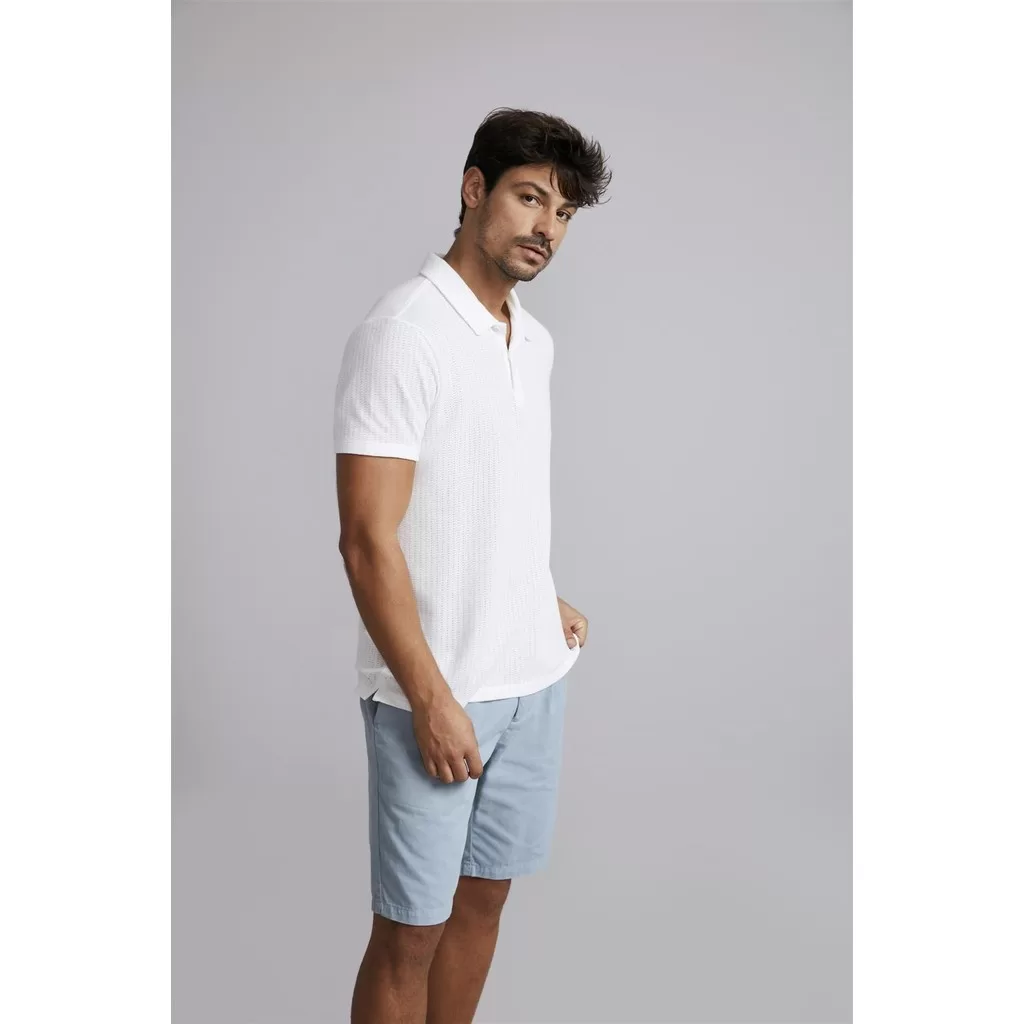 Polo Malha Tricot Slim Fit – Off White