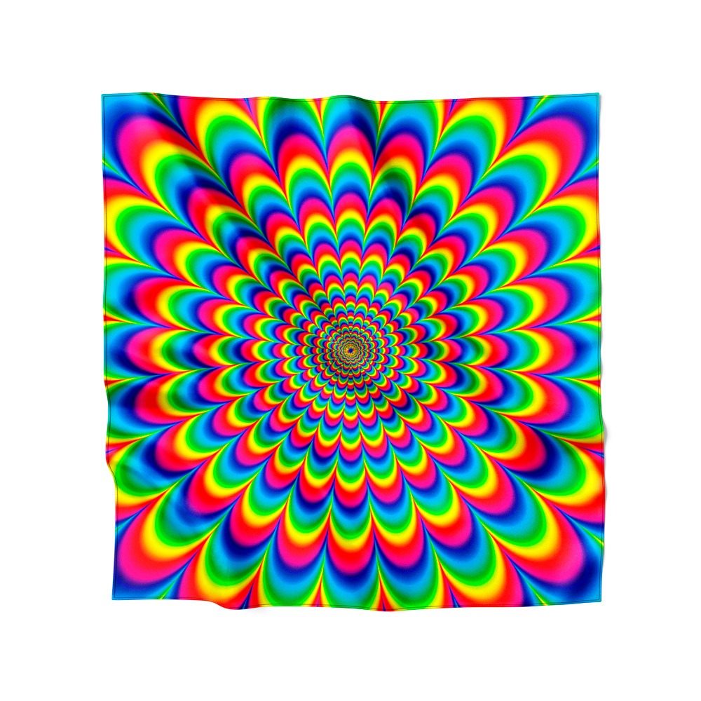 Lenço de Cetim 90x90cm Várias Amarrações Tendência Fashion Estampas Abstratas Psicodélicas