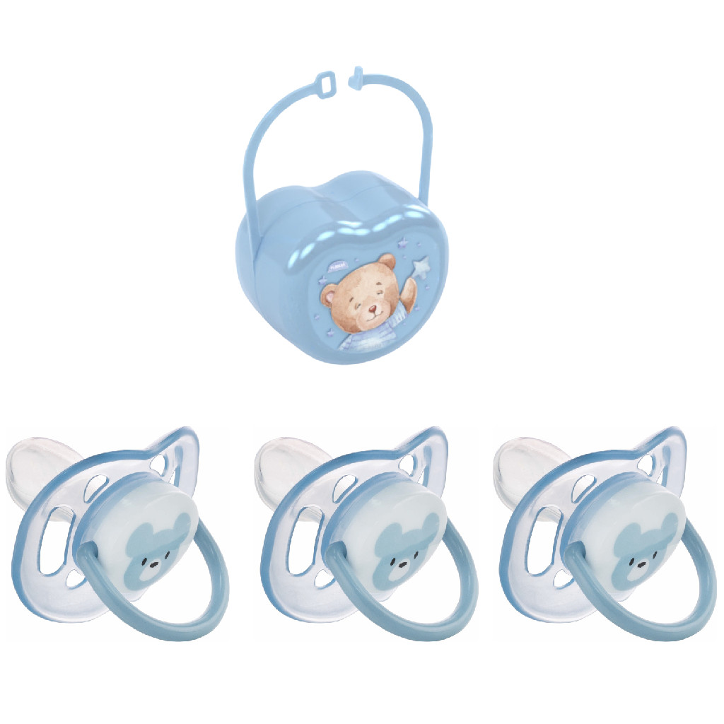Kit 3 Chupetas E Porta Chupeta Para Bebê Infantil