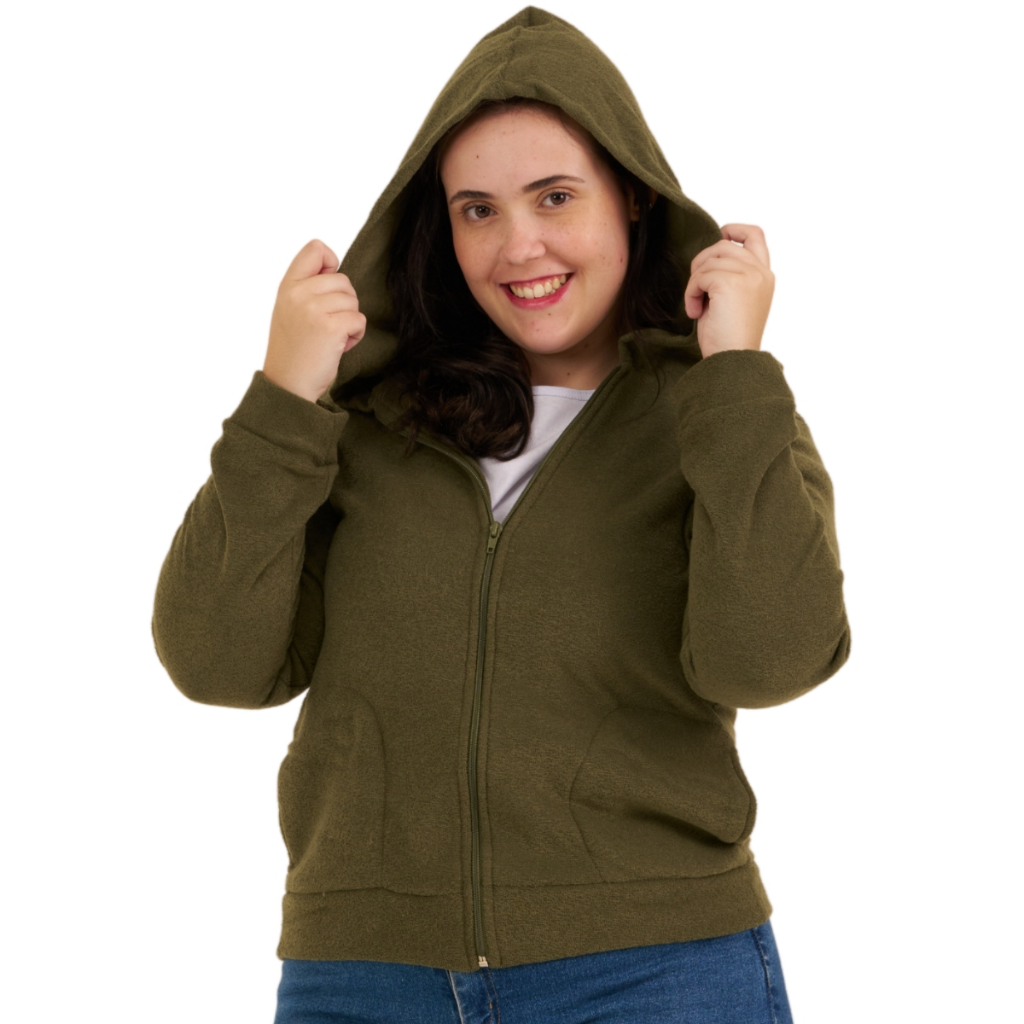 Casaco Peluciado Plus Size Feminino Com Fecho Ideal Para Dias Frios 20324A