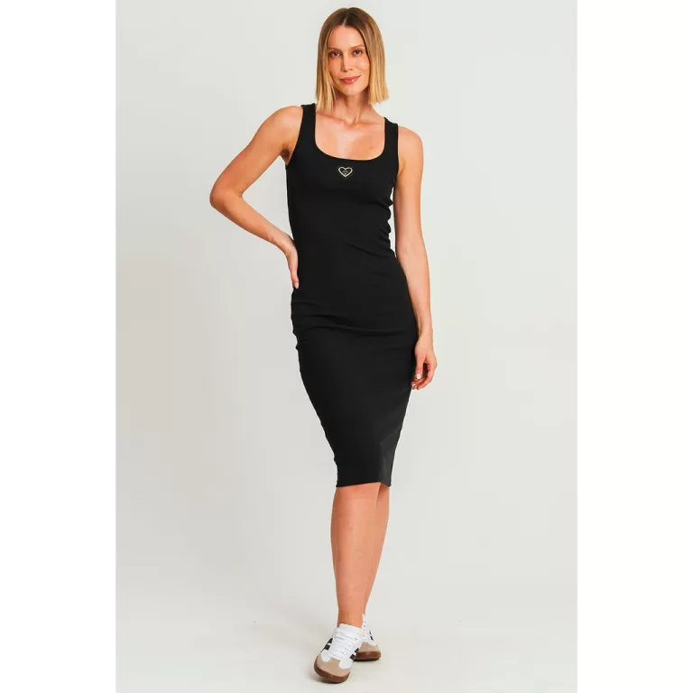 Vestido Midi Regata Decote u Polo Wear Preto