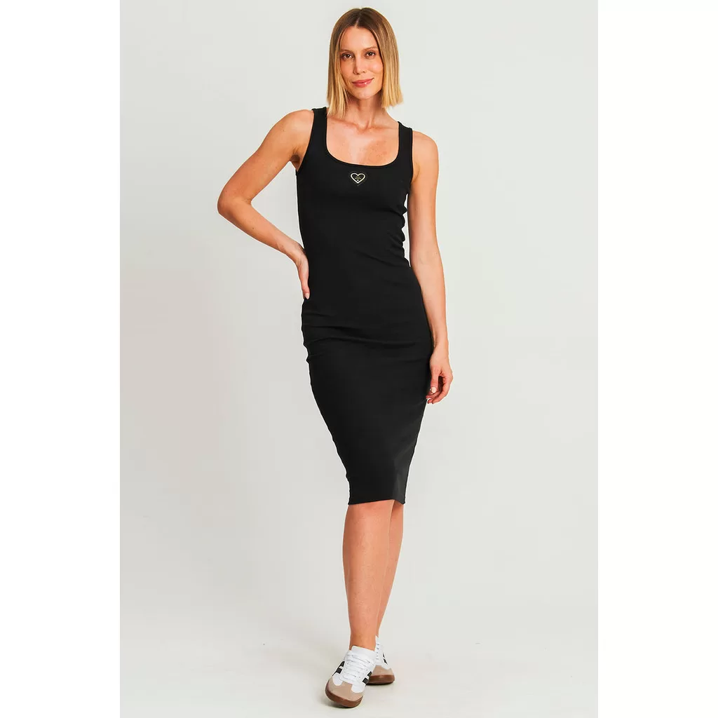 Vestido Midi Regata Decote u Polo Wear Preto