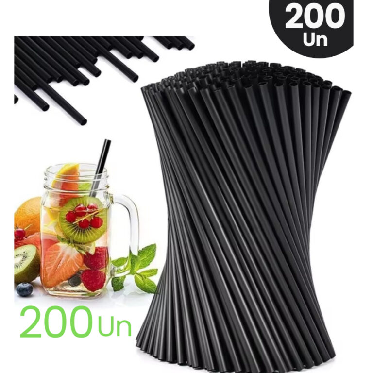 Canudo Preto De Plástico Descartável Para Drinks