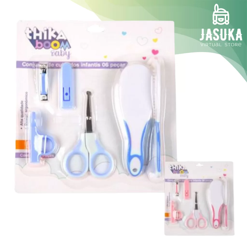 Kit Cuidados e Higiene Para Bebês Recém Nascido Unha Cabelo 06 Peças Sortido