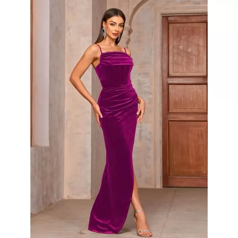 vestido de festa longo madrinha formatura casamento convidada debutante elegante fuscia
