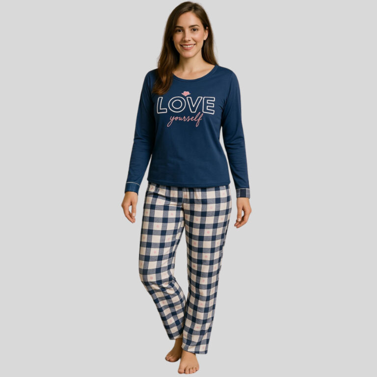 Pijama Feminino Longo Adulto Manga Comprida Baby D