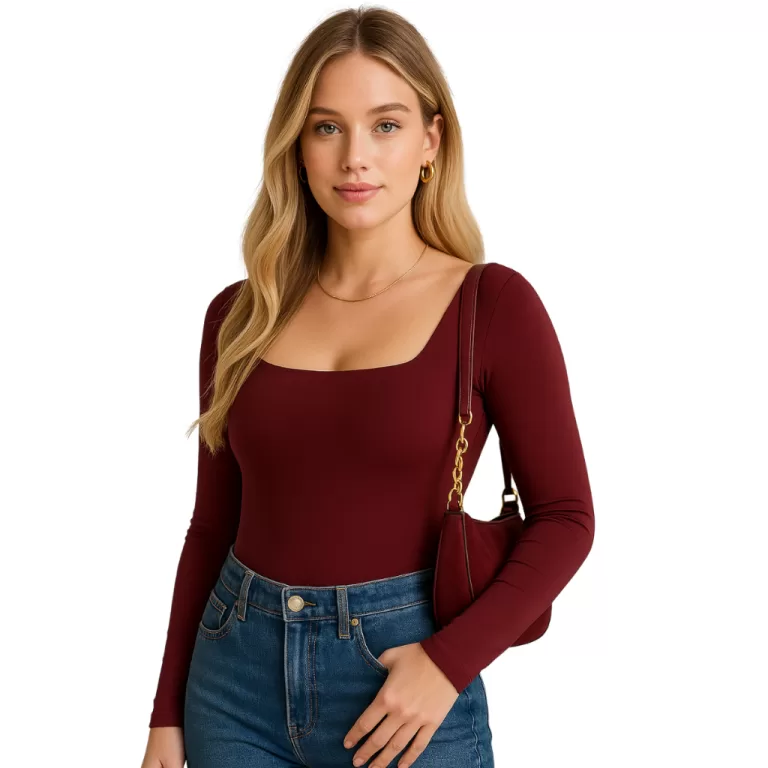 Body Feminino Suplex com toque de poliamida Decote