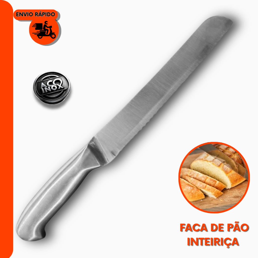 Faca de Pão Inox Premium  p/ Casa, Hotel e Restaurante