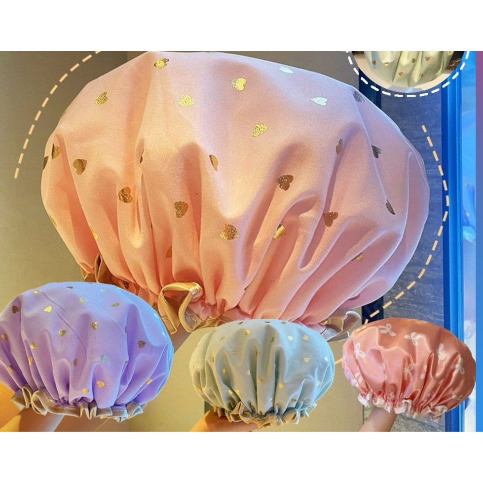 Touca de banho de camada dupla Moda Amor Coração