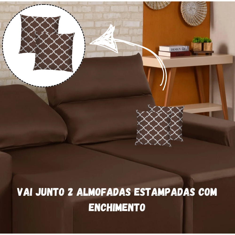 Capa De Sofá Retrátil Lira 2 Lugares Acompanha 2 Almofadas