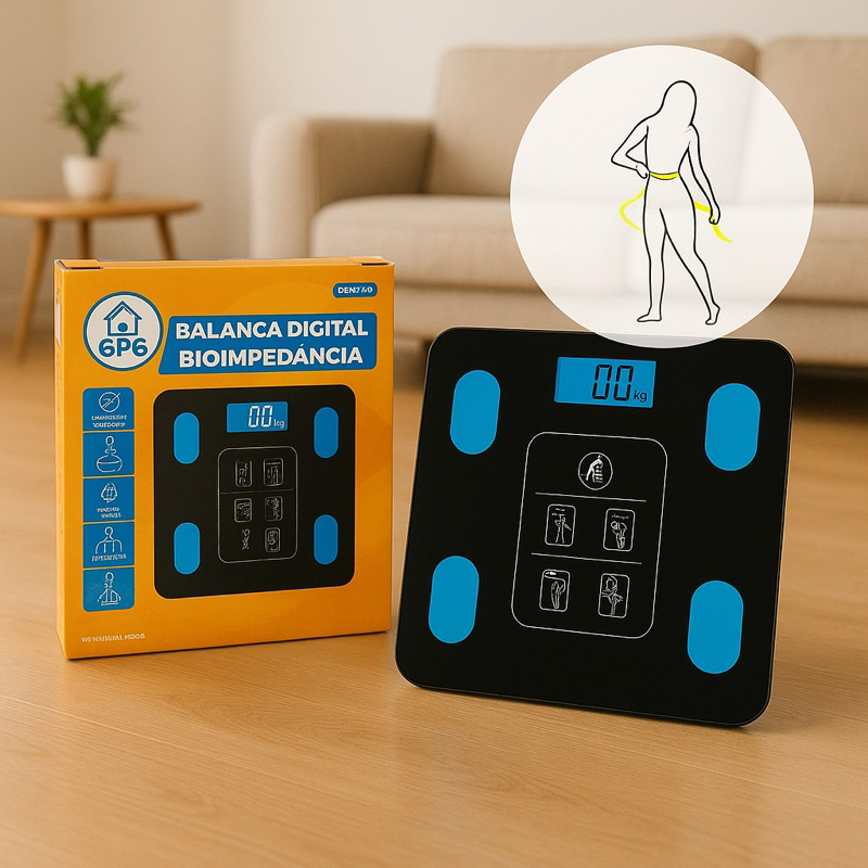 Kit Balança Digital Corporal Bioimpedância e Cozinha Dieta Fitness Aplicativo Bluetooth – 180 Kg