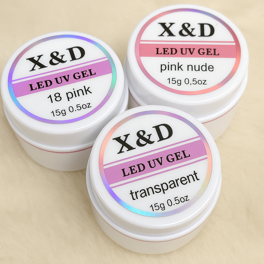 Kit 3 Gel 15g Fan Nails Para Unhas Gel fibra XED XD Profissional Alongamento De Unha