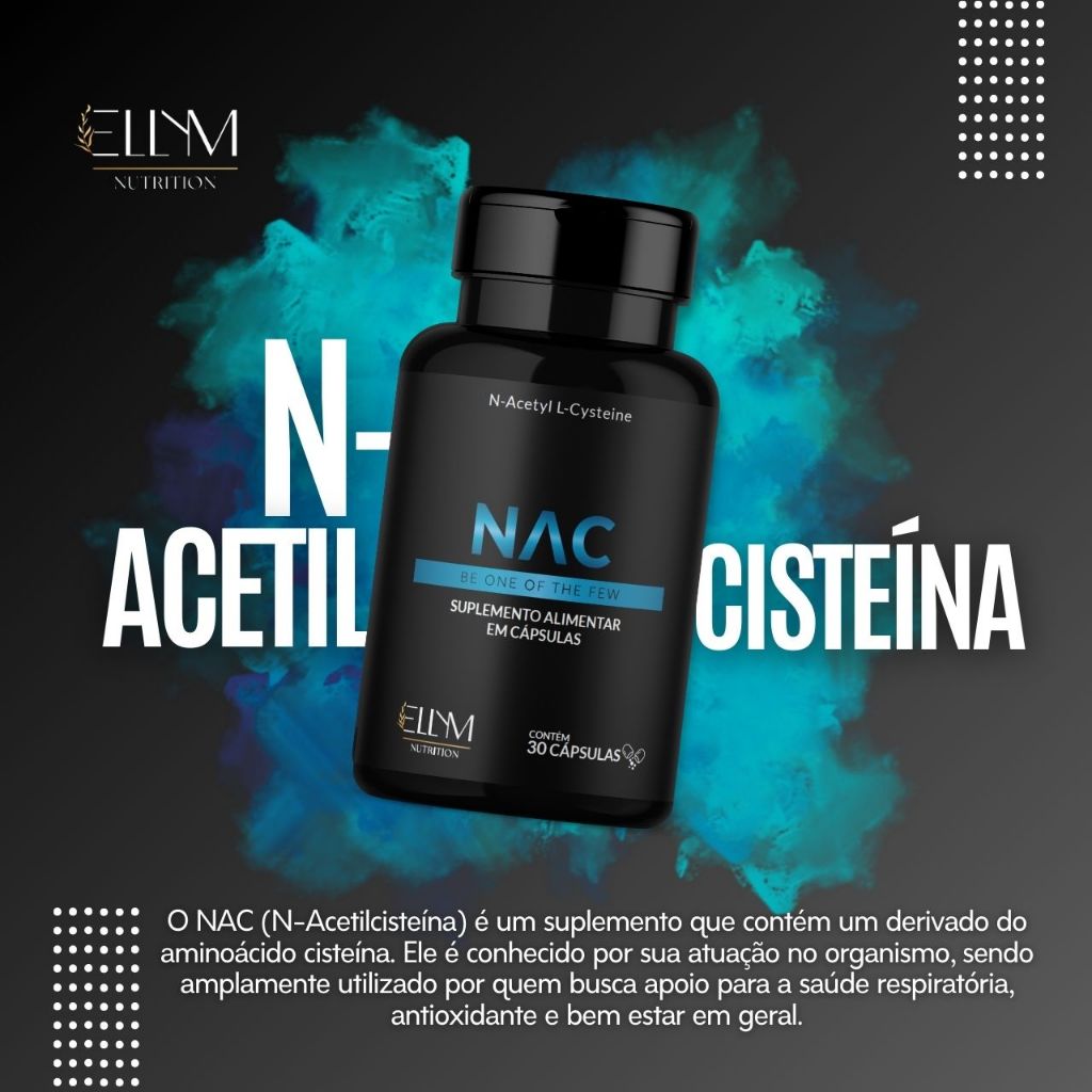 NAC N-Acetil L-Cisteína 500mg Saúde do Fígado 60 Cápsulas Precursor da Glutationa