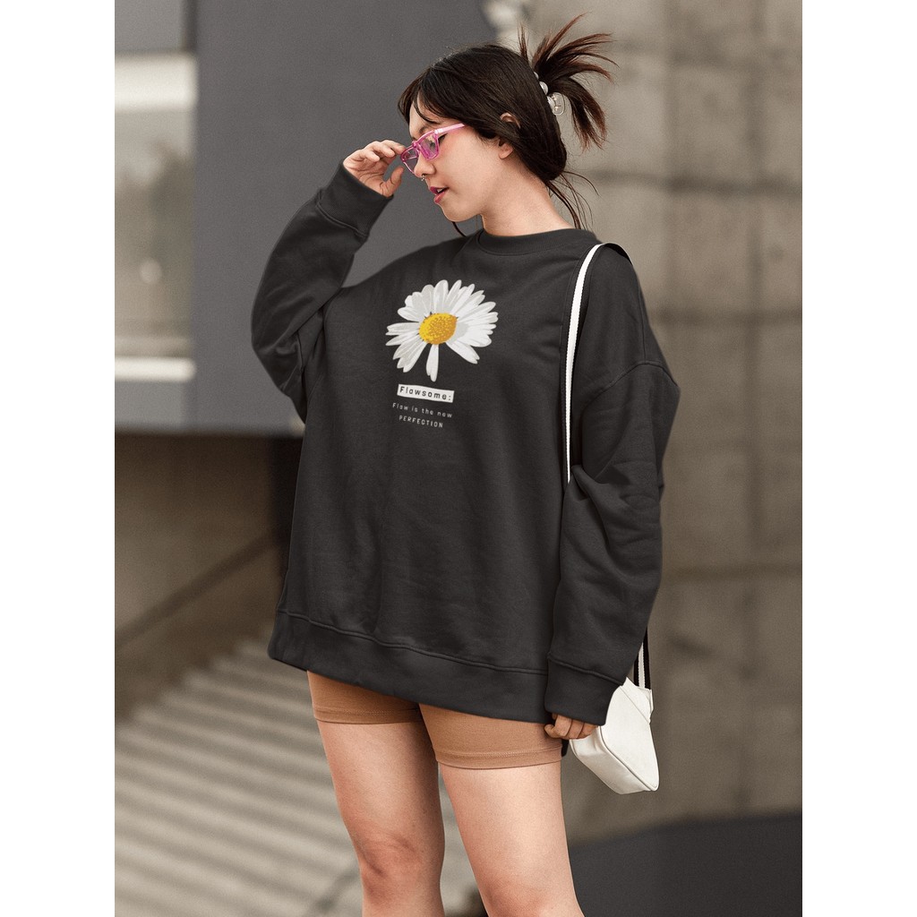 Moletom Blusa de Frio Básico Urbano Feminino Estampado Gola Redonda Confortável 100% Algodão