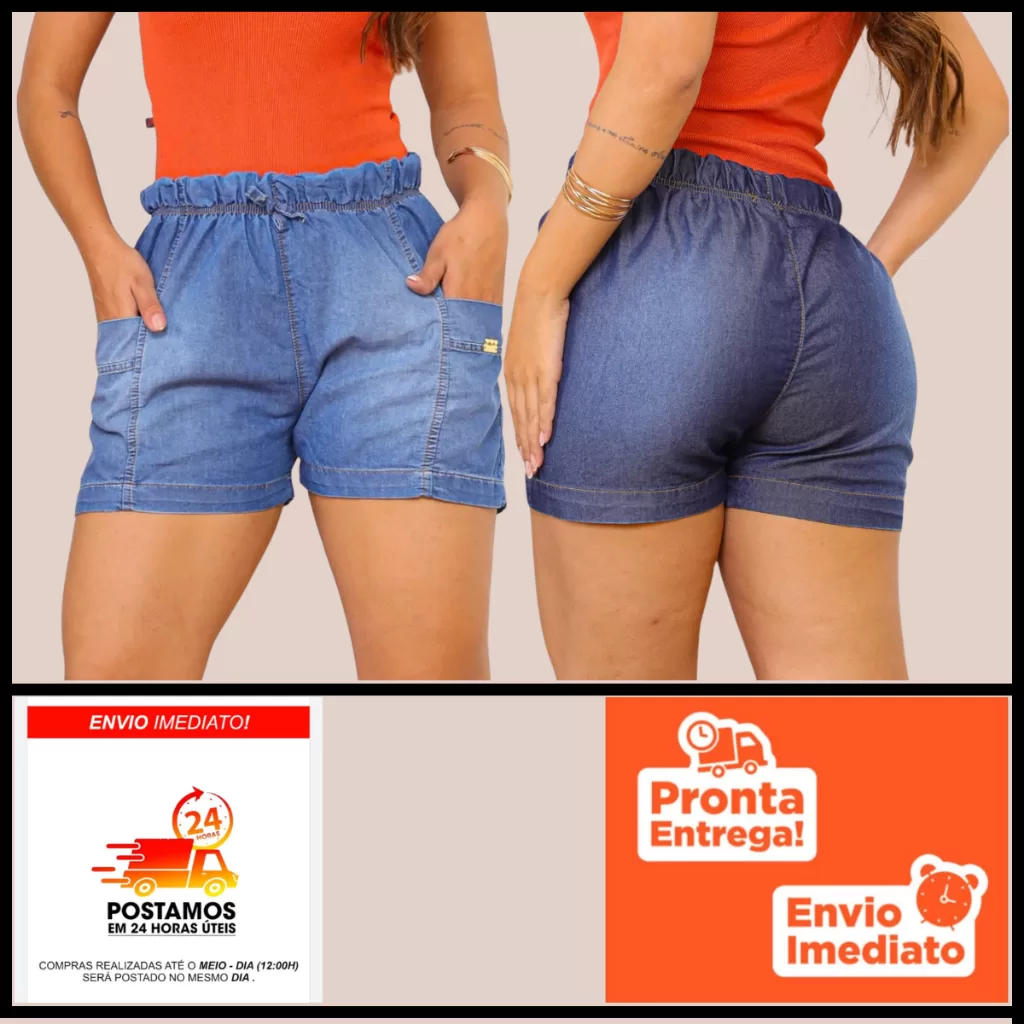 Short jeans casual feminino, para dia a dia Bermuda feminina soltinha leve para o verão e dia quente