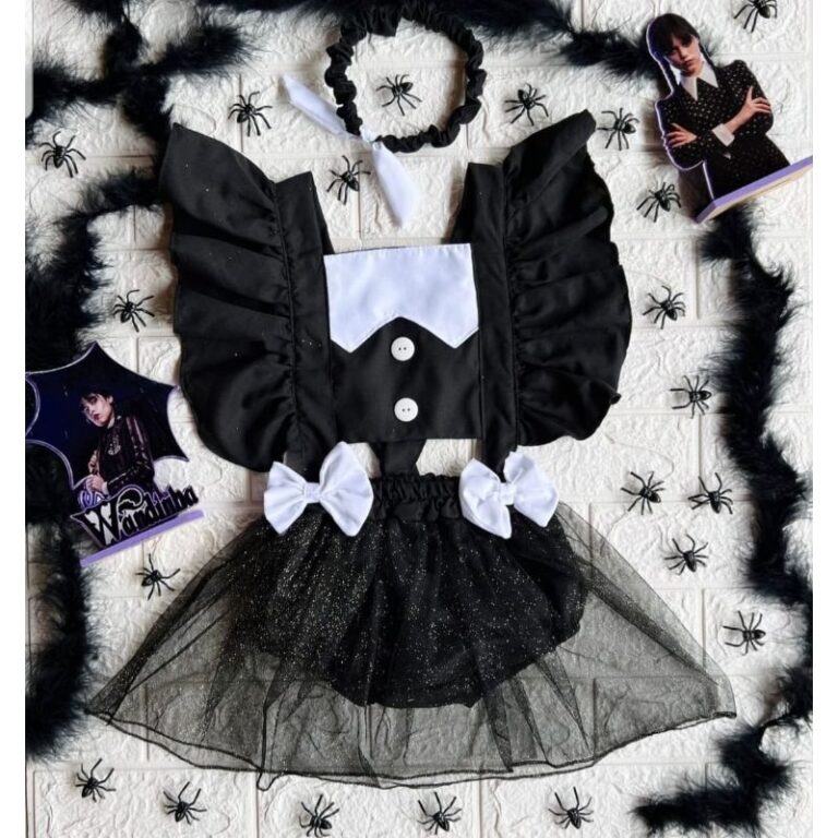 romper body luxo com brilho wandinha veste até 18