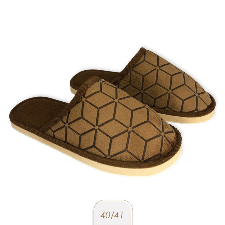 Pantufa Masculina Macia Estampada Marrom 40/41