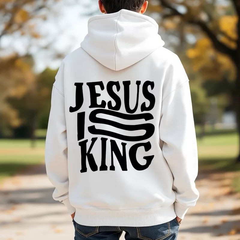 Moletom Canguru Jesus Is King Com Capuz E Bolso Casaco Flanelado Unissex Frio Algodão Blusa