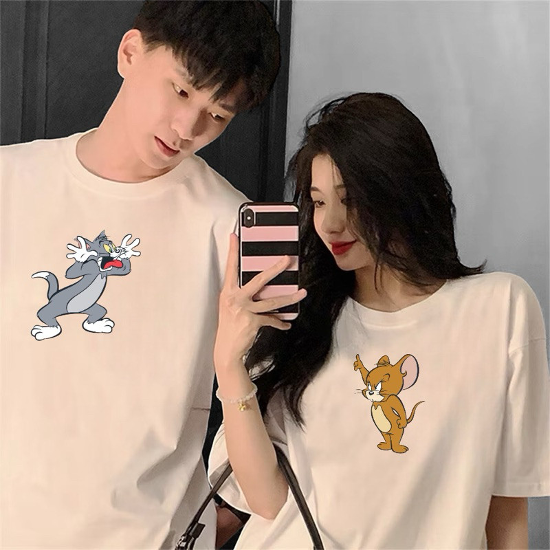 Kit Camiseta Casal Tom e Jerry Mozão | Camisas Divertidas Unissex Estampadas 100% Algodão