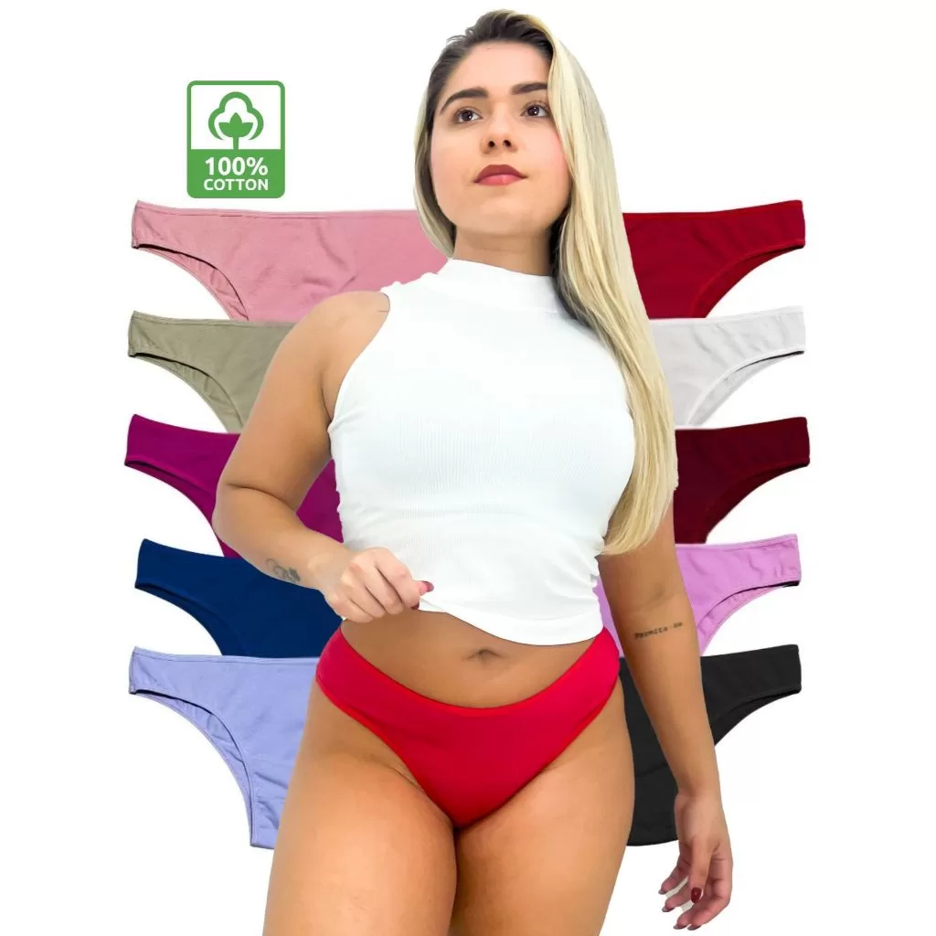 Kit 5 Calcinhas 100% Algodão Básica Confortável Cores Variadas Qualidade