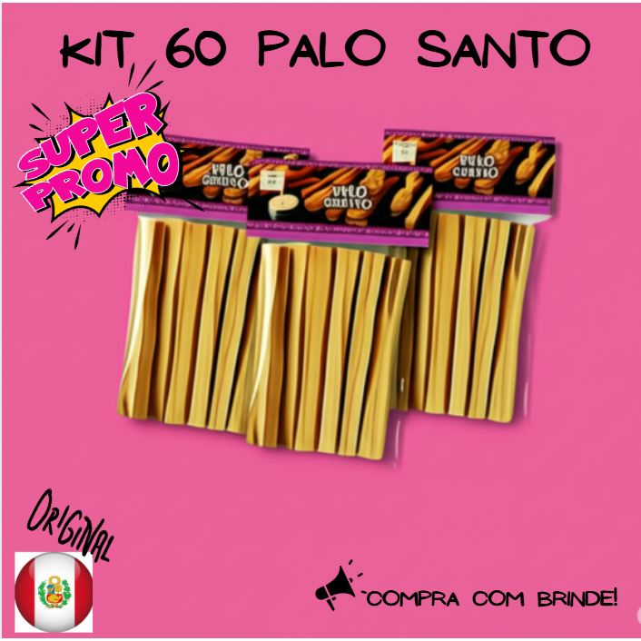 Palo Santo Peruano Legítimo kit com  30 Palitos  