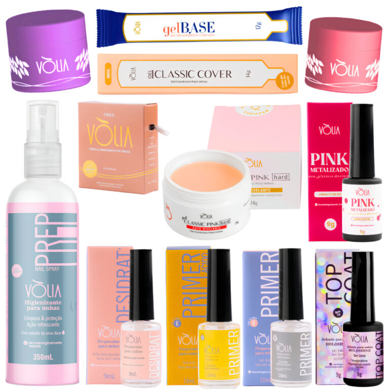 Kit Fibra Volia + Cover + Pink Preparador Gel Base