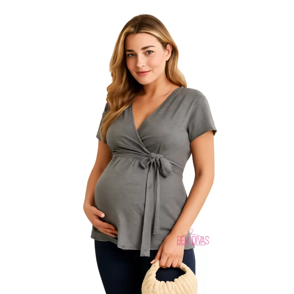 Bata Gestante Amamentação com Amarração