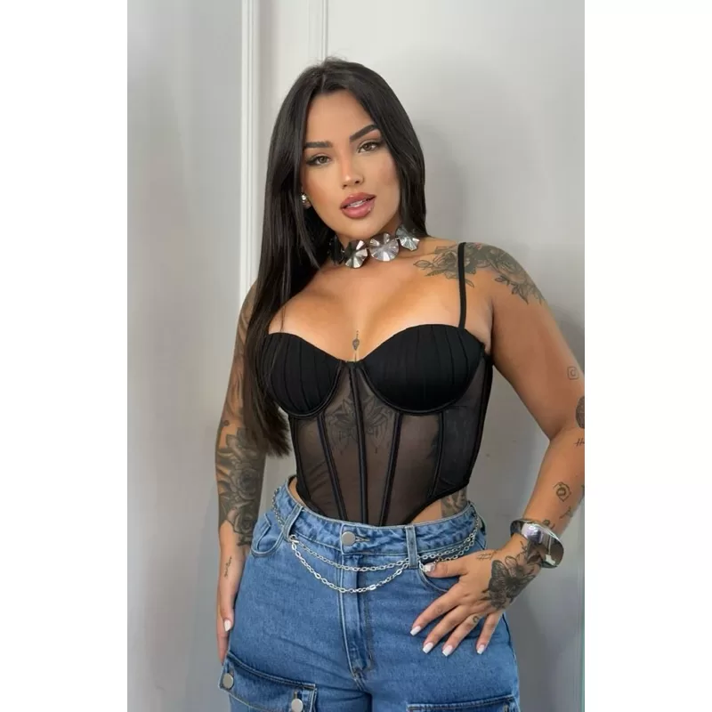 CROPED CORSELET DE TULE