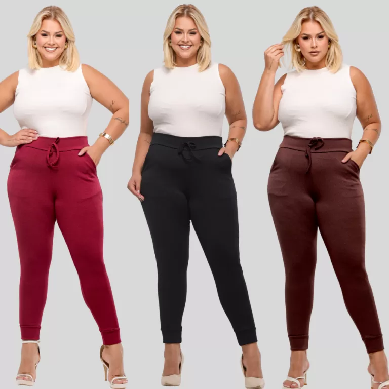 Kit Calças Feminina Estilo Jogger Montaria Crepe 