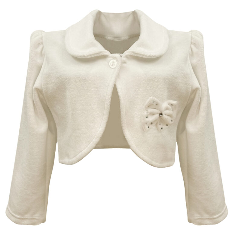 Bolero Casaco Infantil Inverno Off White Bege Plus