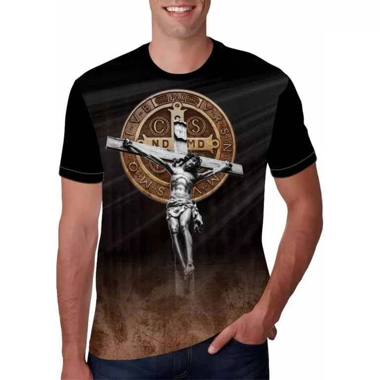 Camiseta Religiosa Católica Medalha de São Bento