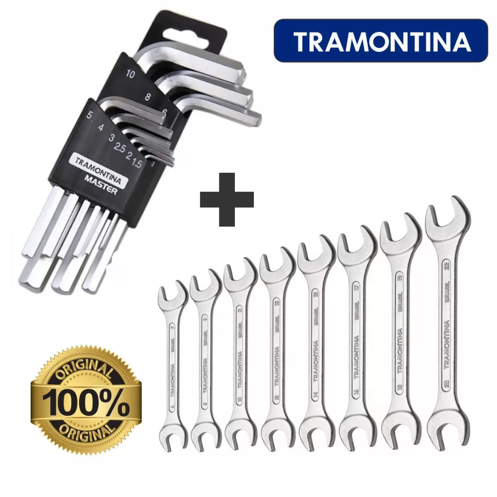 Jogo de Chave Hexagonal (1,5 ao 10mm) e Boca Fixas (6 a 22) Tramontina