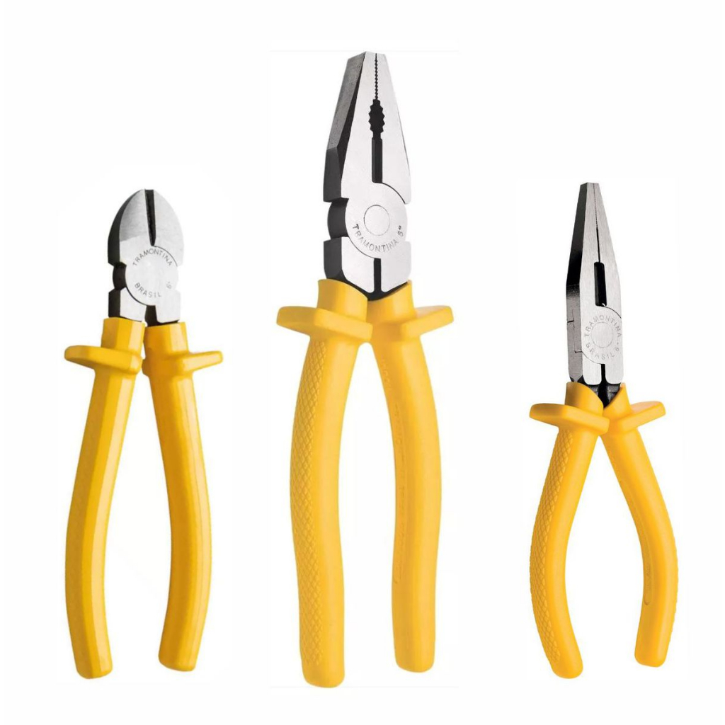 Kit Alicates Tramontina Bico Meia Cana 6 Universal 8 E Corte Diagonal 6