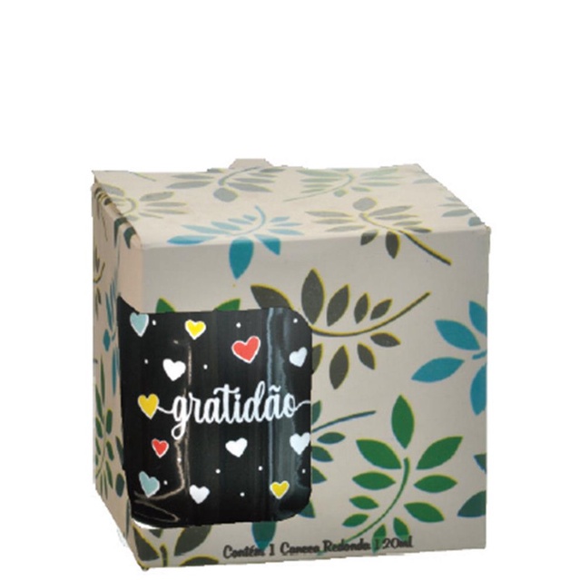 CANECA 210ML PRETA DECORADA C/ CX – CAIXA C/