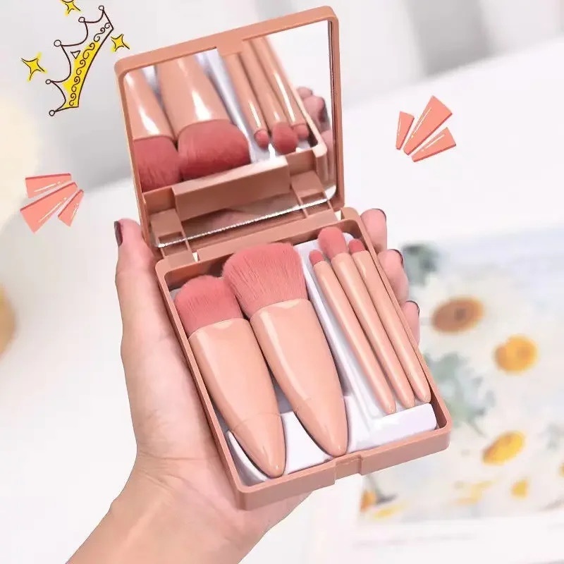 Kit 5 de Pincéis Para Maquiagem Com Espelho Super Sofisticado/Várias Cores Disponíveis/PromoçãoWL