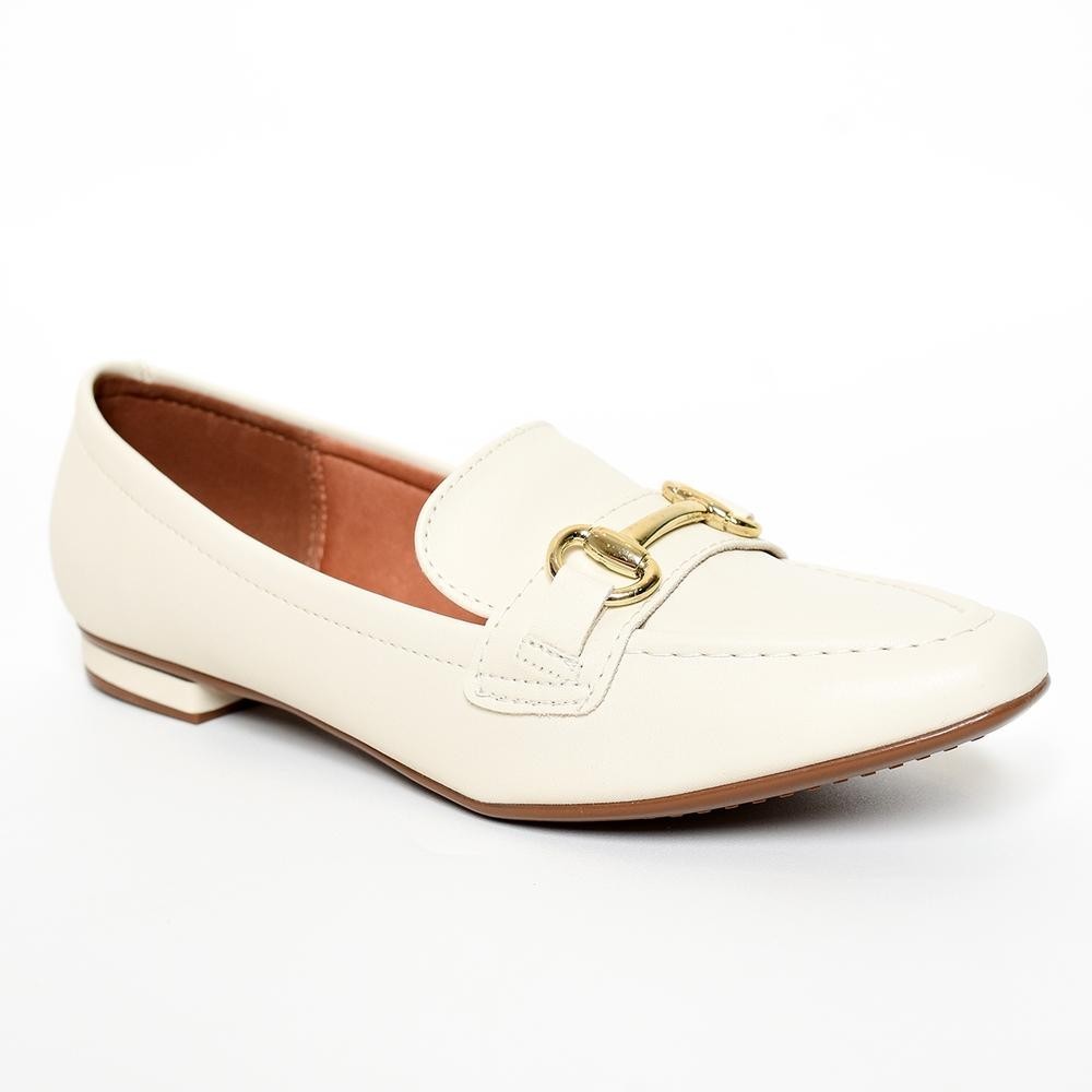 Mocassim Loafer Vizzano Metal Feminino – Branco Off