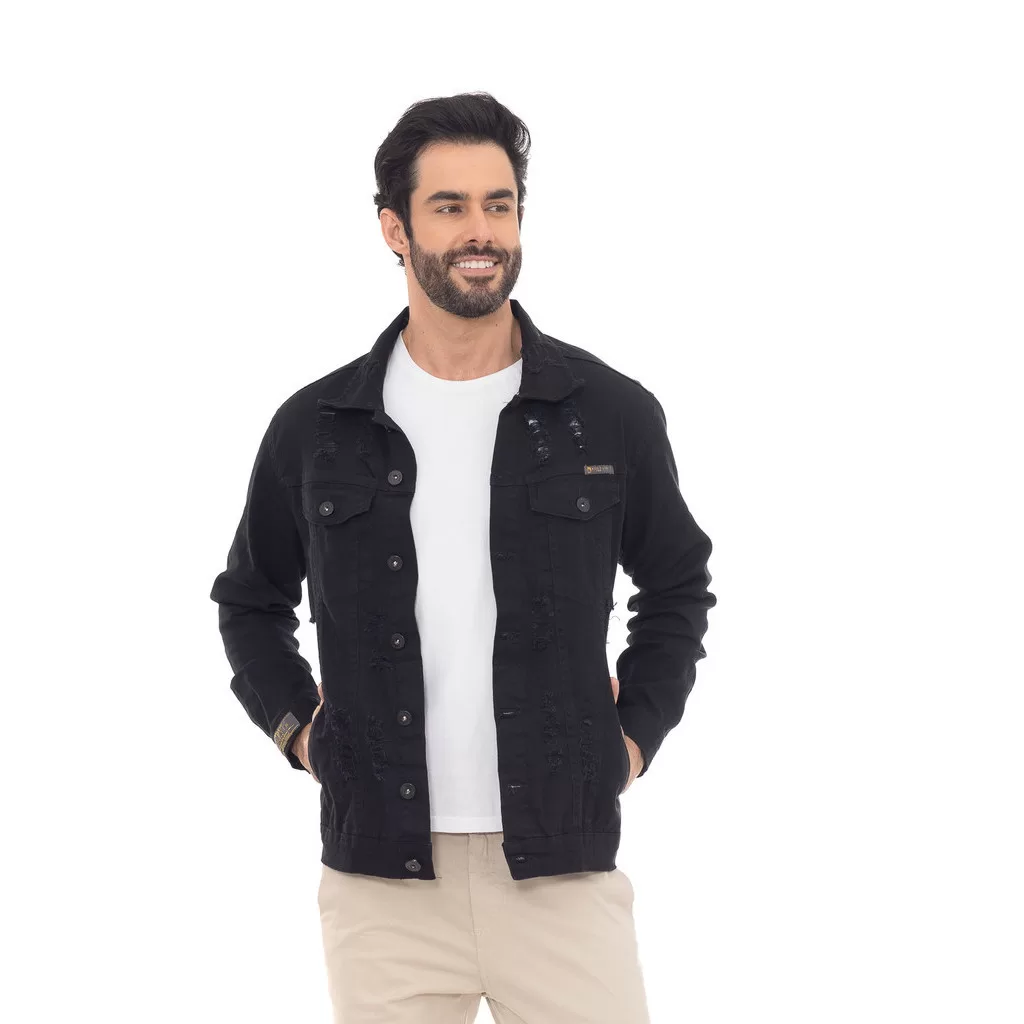 Jaqueta Masculina Casaco Sarja Destryed Rasgadinha