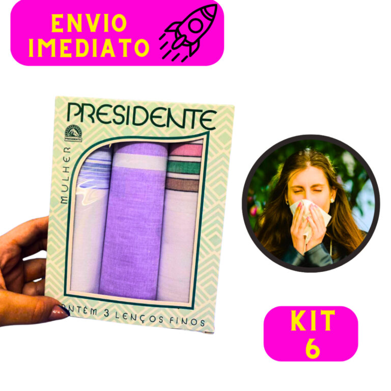 Kit 06 Lenços Prudente Feminino 100% Algodão Pr