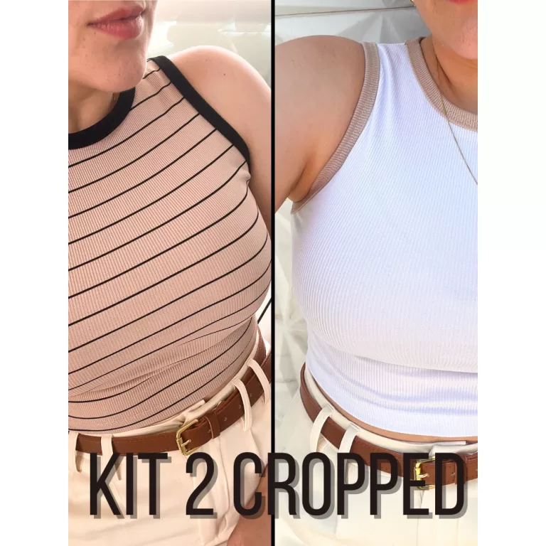 kit 2 Cropped Canelado Gola Redonda Feminino Listr