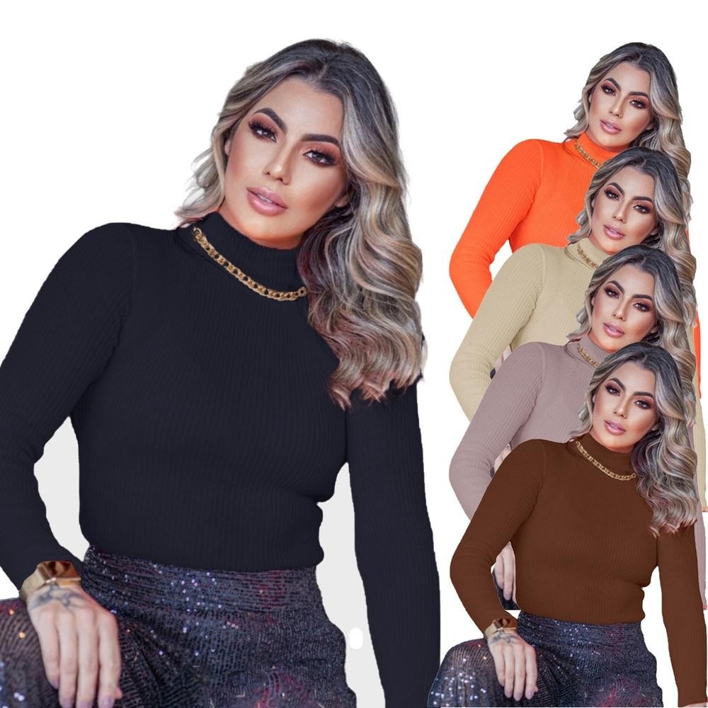 Cacharrel Feminino Manga Longa Tricô