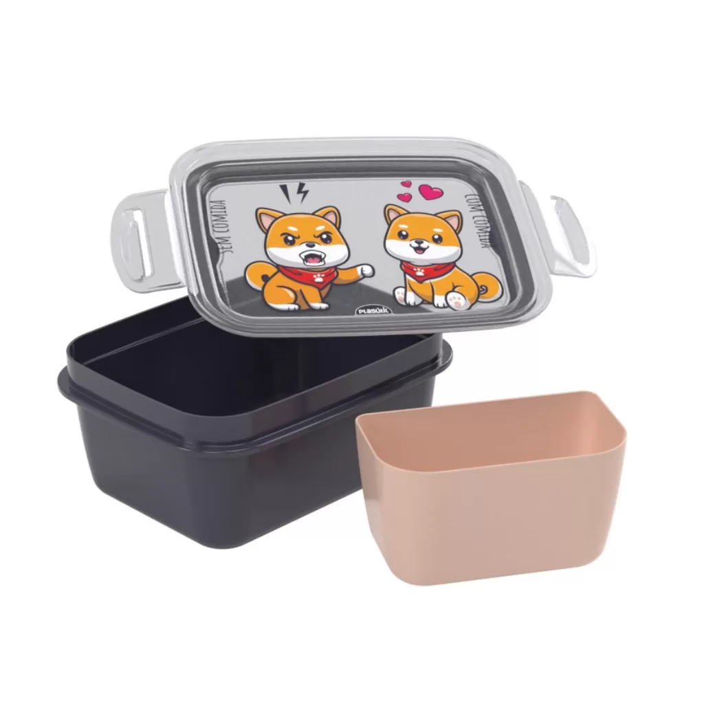 Pote Hermético Infantil Marmita c/ Divisória 630ml – Plasútil