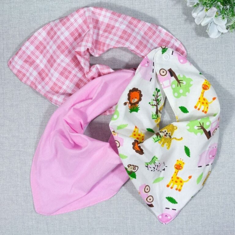Kit 3 Babadores Para Bebê Bandana Estampadinhos S